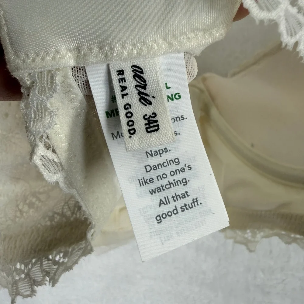 NWOT Aerie Real‎ Power Balconette Bra Lace Ivory 34D